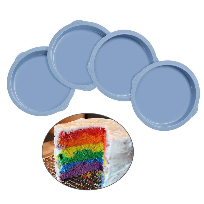 Webake Layer Cake Pans, 7 Inch Round Cake Pan Set, Silicone Cake Mold Versatile for Rainbow Cake Vegetable Pancake Taco Shell Pizza Crust Omelet Frittata and Resin Craft (Set of 4) - Image 4